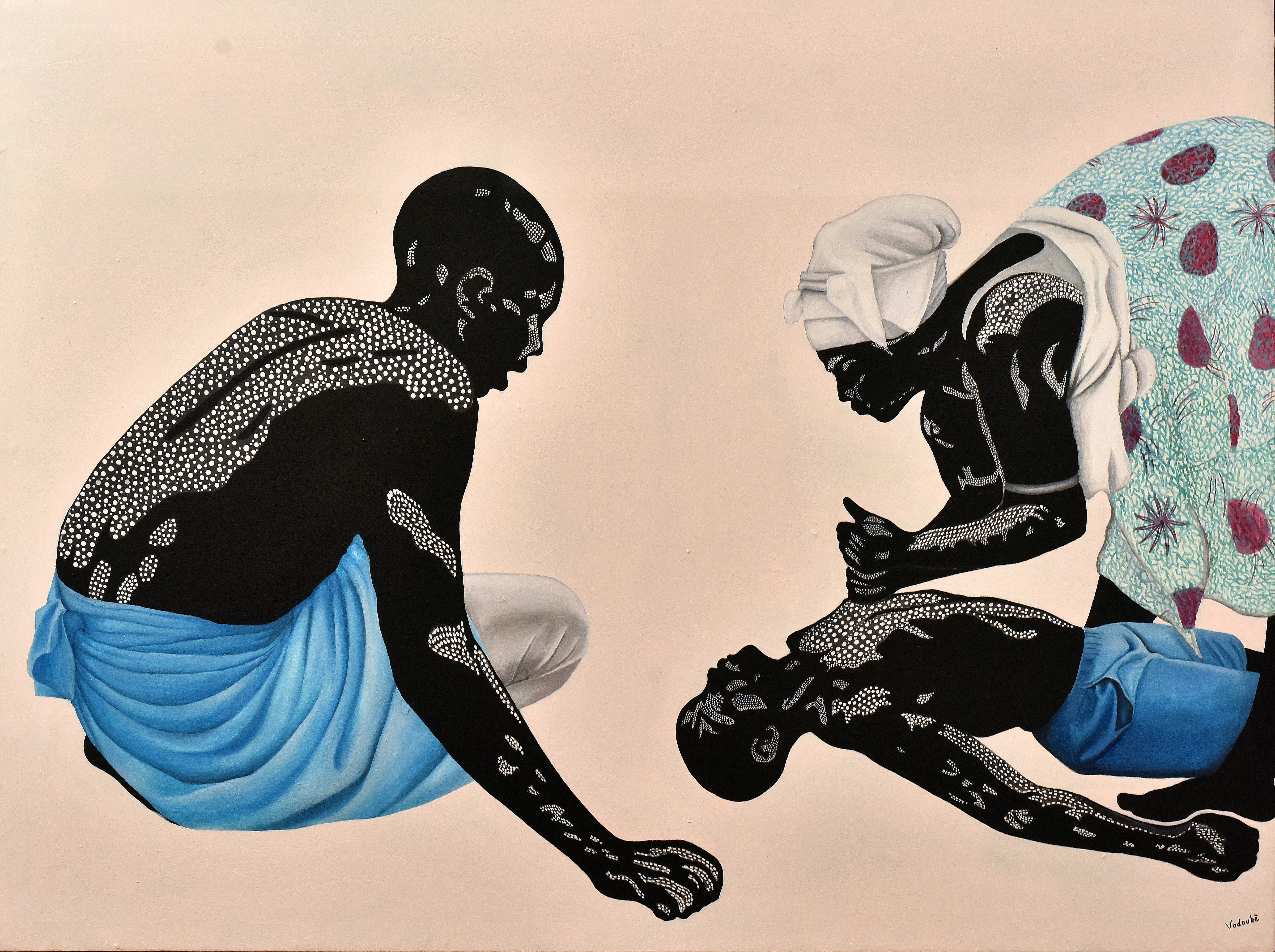 Peintures de VODOUHE Nathanaël, l'artiste plasticien, Sculpteur contemporain africain, à l'univers particulier